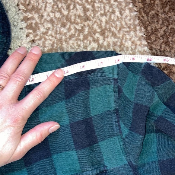 TNA Green and Black Button Down Shirt with Hood - Picture 9 of 13